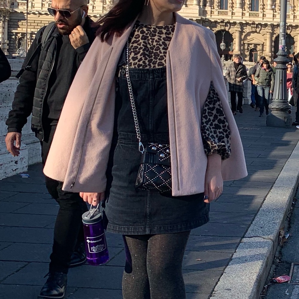 SCHAI pink cashmere wool cape size S/M